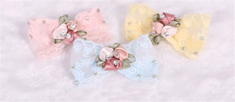 

Bling Rhinestone Luxury Pet Puppy Dog Cat Hairpin Hair Bows Tie Dog Lace Hair Clips Pet Dog Grooming Pet Hair Accessories