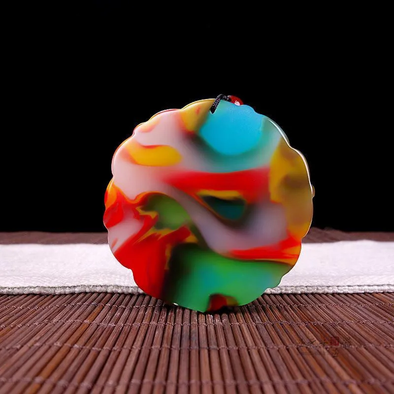 Китайский Натуральный Цвет Нефритовая Роза кулон ожерелье ручной резной Шарм