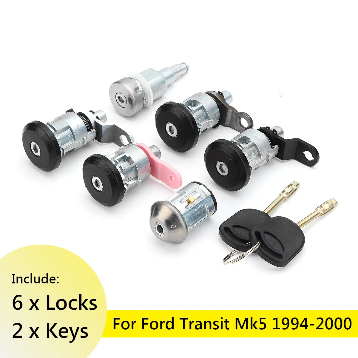 Полный набор 6 замков зажигания для передней и задней двери с 2 ключами 95VB-B22050-FG Ford