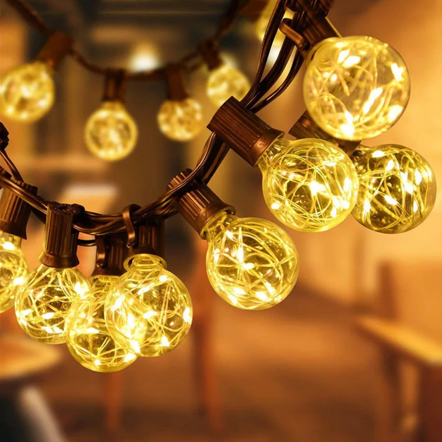 

Thrisdar 7.5M 25PCS LED Clear Bulb Copper String Lights 8 Modes G40 Globe Fairy Lights For Christmas Halloween Wedding Party