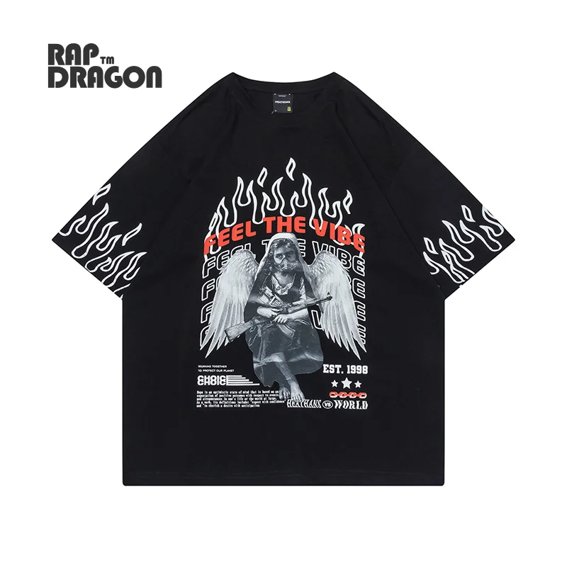 

Футболка мужская оверсайз в стиле Харадзюку, хлопковая тенниска с рисунком в стиле аниме, топ с принтом граффити, уличная одежда, Винтажная ...