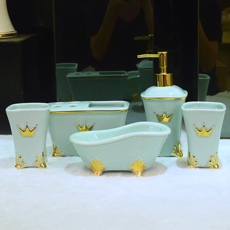 

European Style Bathroom Accessorie Ceramics Toothbrush Case Set Bathroom Organizer Wash Cup Casa De Banho Bathroom Decor DA60YS
