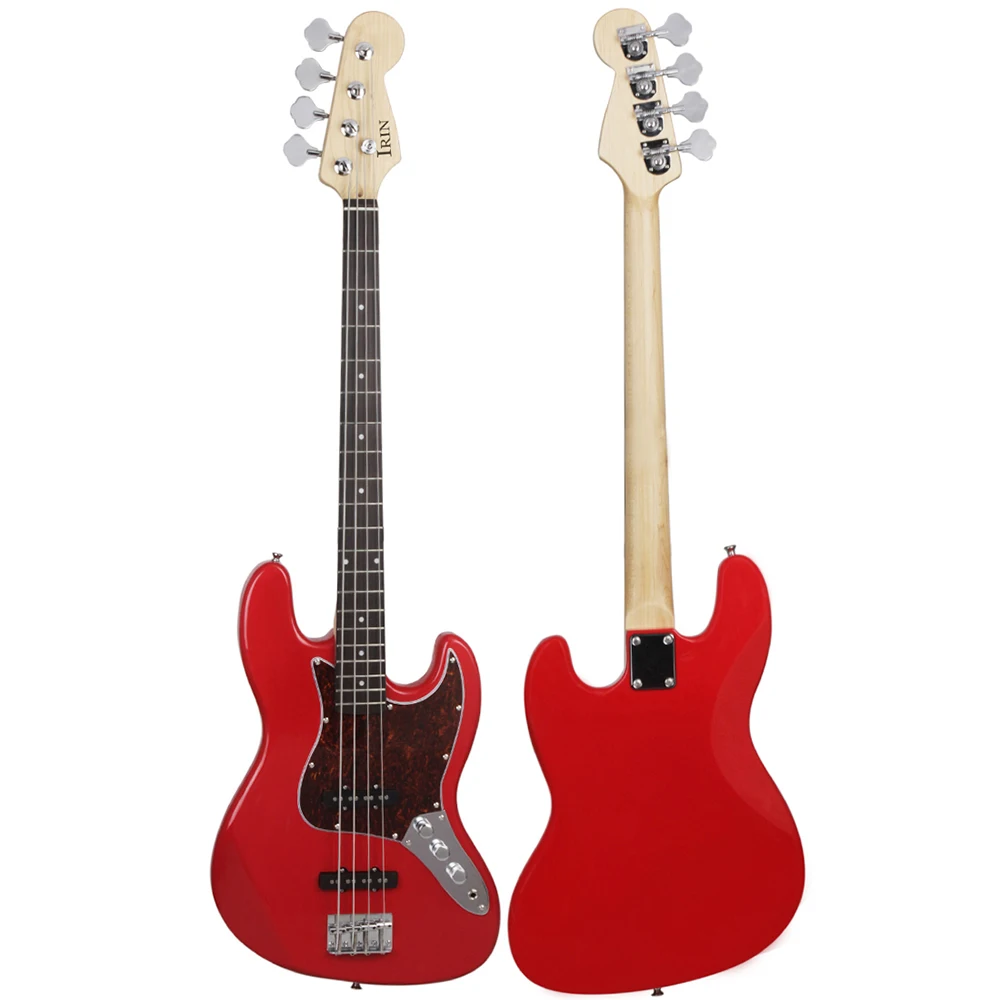 Profissional 4 cordas guitarra baixo vermelho 20 trastes sapele bass guitar instrumento de cordas com chaves de cabo de conexão