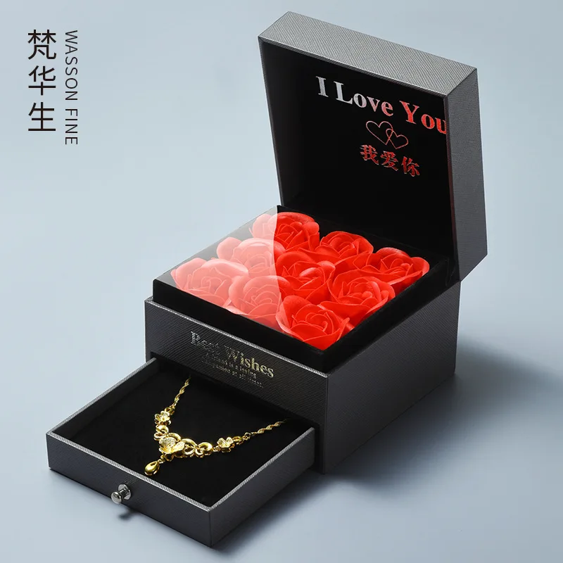 Valentine's Day Creative Jewelry Packaging Box Rose Necklace Gift Jewelry Box Drawer Pendant Box