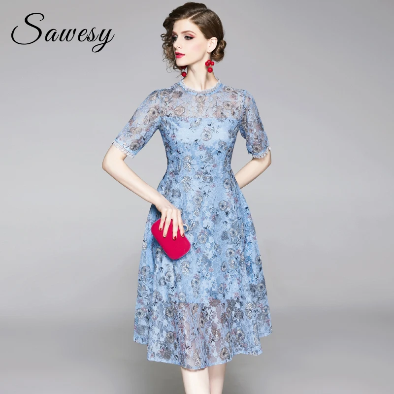 Элегантные кружевные плиссированные вечерние платья миди Европейское женское