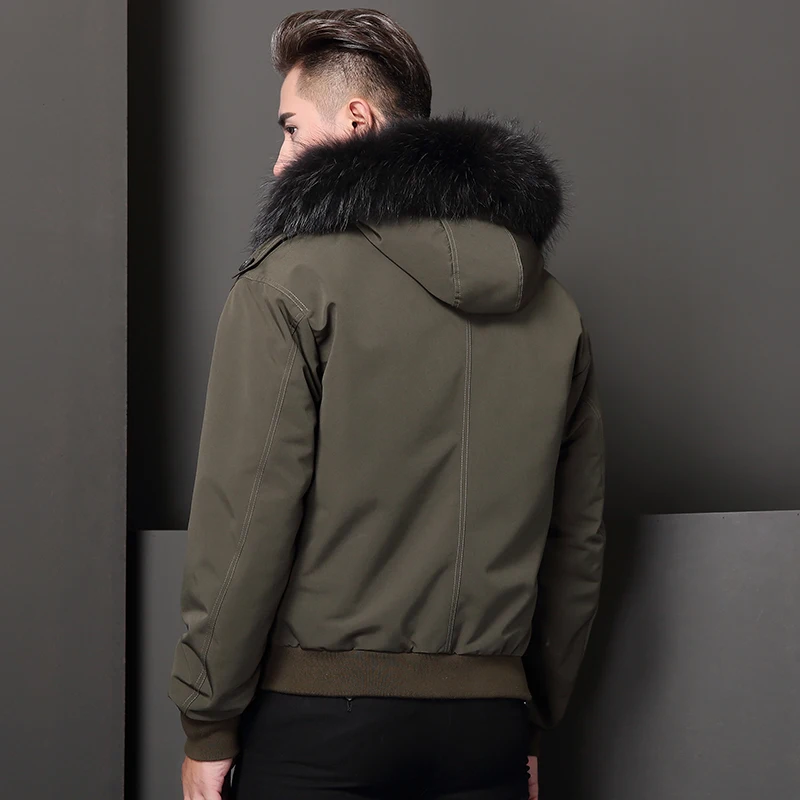 Пальто из натурального меха Подкладка кроличьего Парка мужская зимняя куртка с
