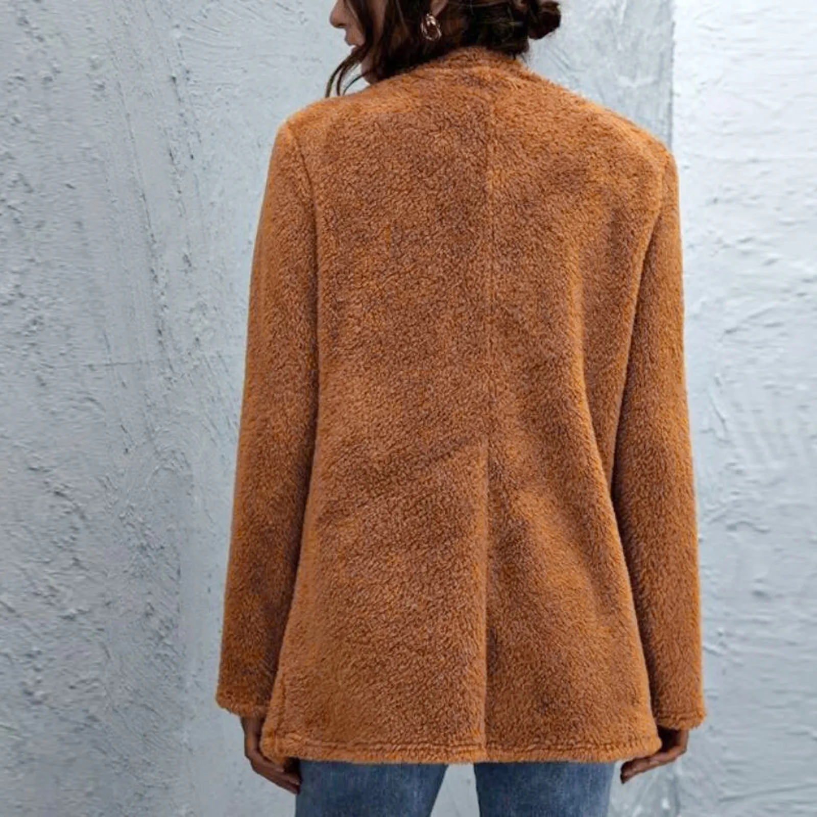 

Button Plush Ladies Casual Winter Overcoat 2021 Autumn Faux Fur Thick Coat For Women Warm Soft Loose Jacket Female Outerwear