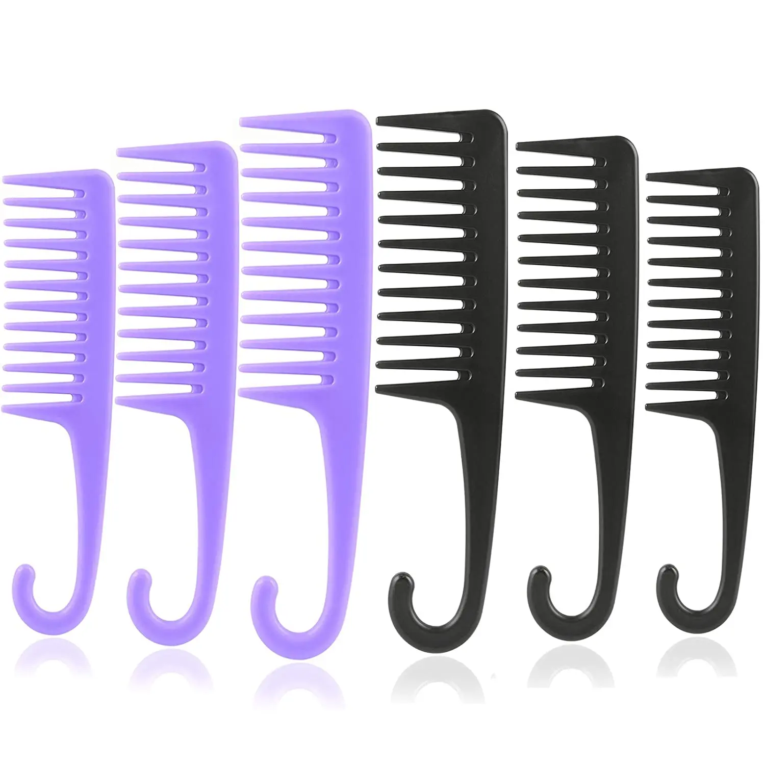 

6 шт широкий зуб гребень с одной главной балкой с крючком расческа для сухой и влажной длинные прямые волосы, вьющиеся волосы большой зуб рас...