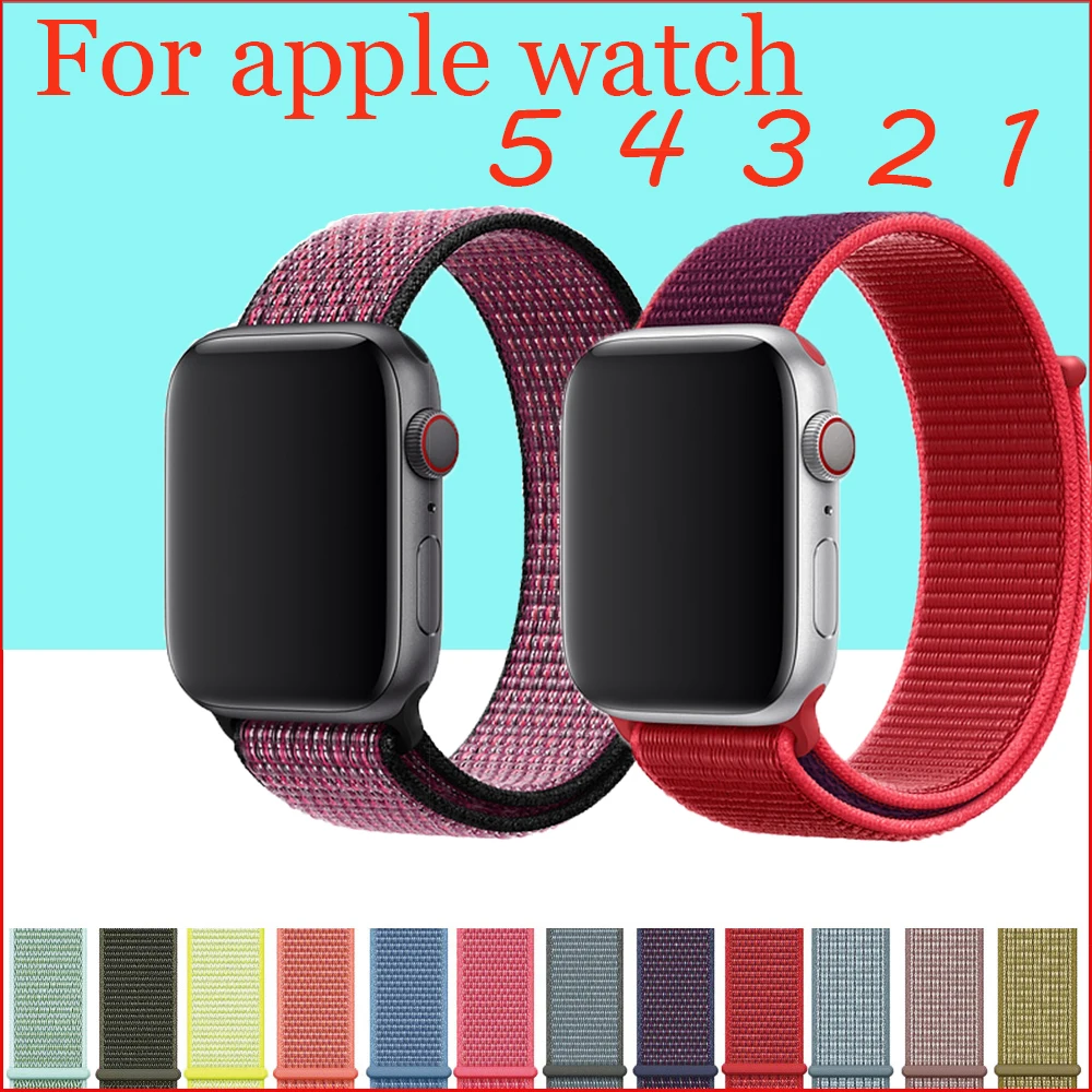 Ремешок для Apple Watch, ремешок для Apple Watch 5, 4, 44, мм, 42 мм, iwatch band 3, 2, 5, 42 мм, 38 мм, Спортивная петля, correa, нейлоновый ремешок для часов
