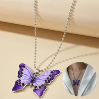 gradient necklaces purple choker jewelry gift for women butterfly necklace
