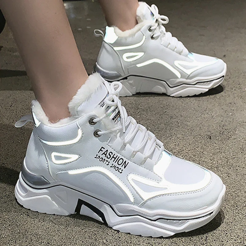 Женская Повседневная обувь бархатная зимняя теплая женская корейские кожаные