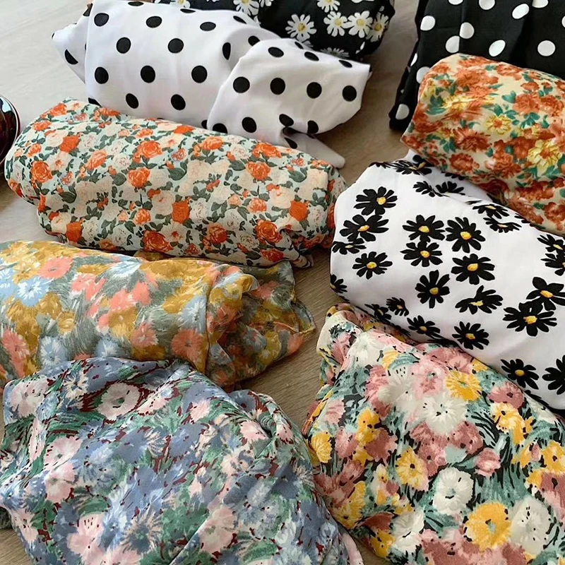 

Chiffon Floral Print Midi Long Skirts Women Elastic High Waist Female Holiday Summer Student Casual Loose Dot Boho Beach Skirt