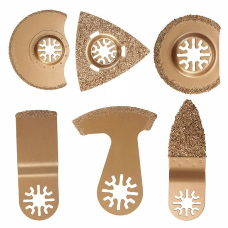 

6 Pcs Carbide Oscillating Multi Tool Wood Saw Blade Cutting Tile Grout Mortar