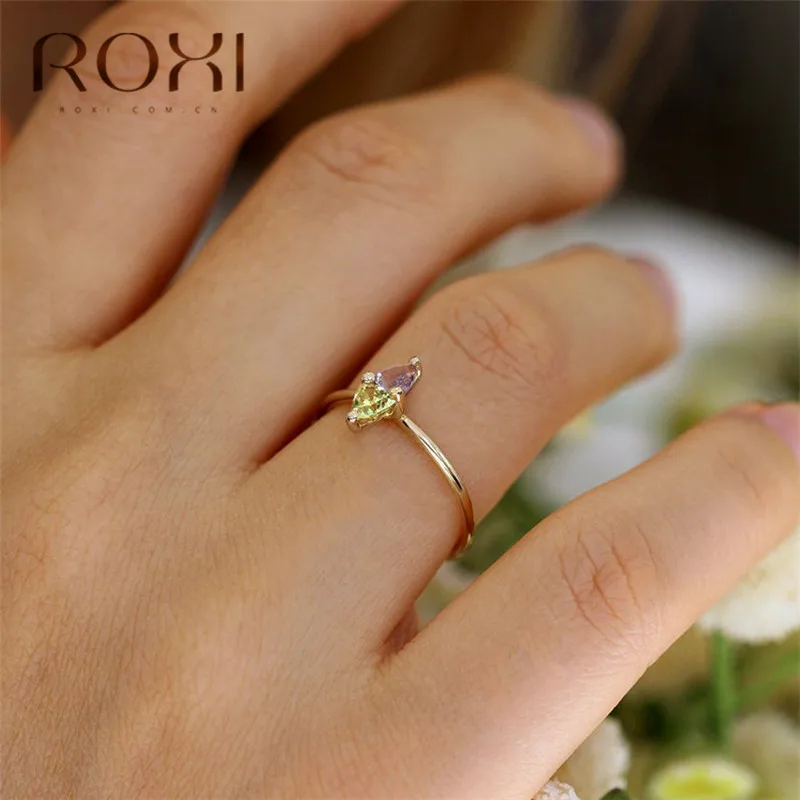ROXI модное роскошное кольцо из разноцветного золота с цирконием, женское кристаллическое Украшение «конский глаз», изящное обручальное кольцо со стразами, ювелирные изделия