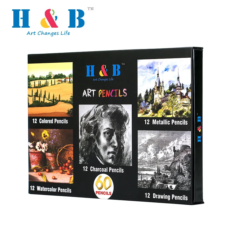 Карандаши деревянные цветные водорастворимые 60 цветов | Канцтовары для офиса и