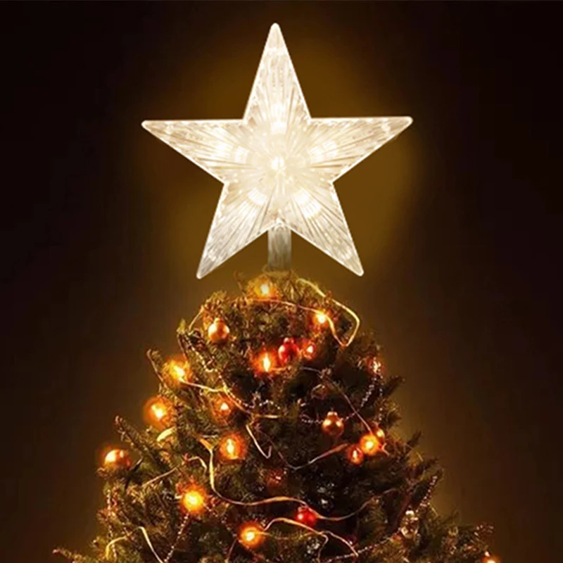 Christmas Tree Ornaments Top Stars LED Light Lamp Christmas Decorations For Home Xmas Trees New Year 2022 Navidad Natal Noel