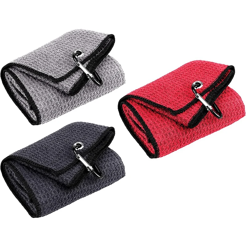 

3 Pack Tri-Fold Golf Towel,Premium Microfiber Fabric Towel,Heavy Duty Carabiner Clip,Golf Accessories