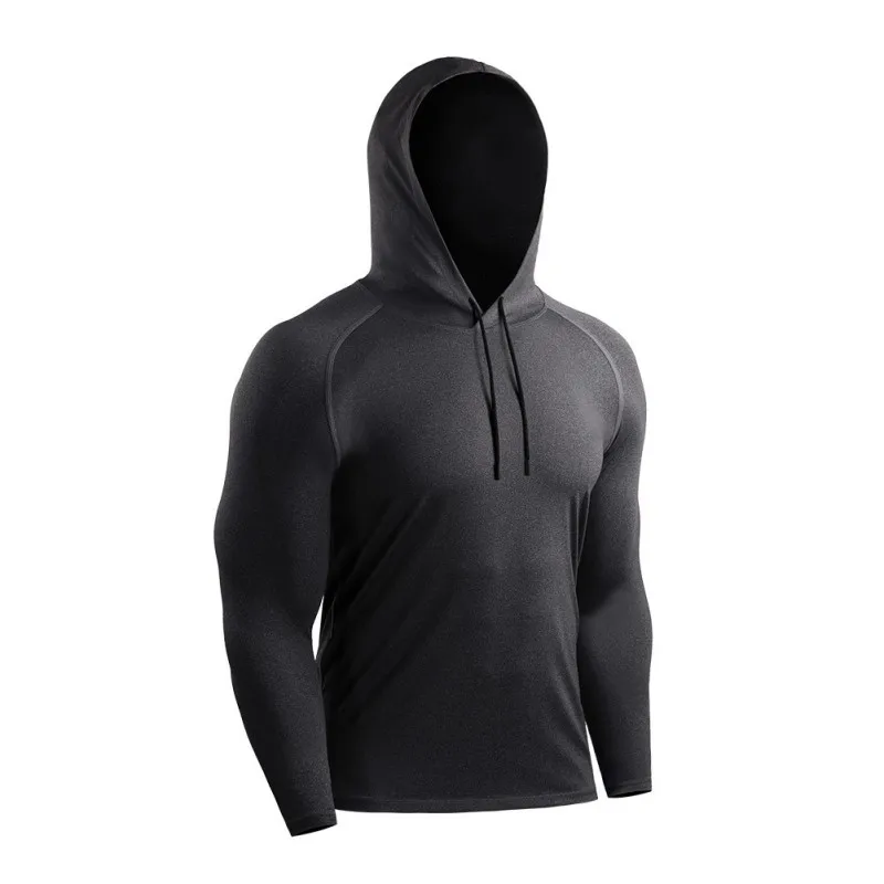 

Men sports Shirt Long Sleeve Quick-drying Breathable Bottoming Hooded T-shirt Sports Tops For Gym Fitness Running