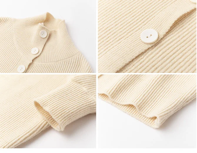 

2020 Autumn and Winter New Outer Wear Thick Knit Sweater Button High Neck Retro Cardigan
