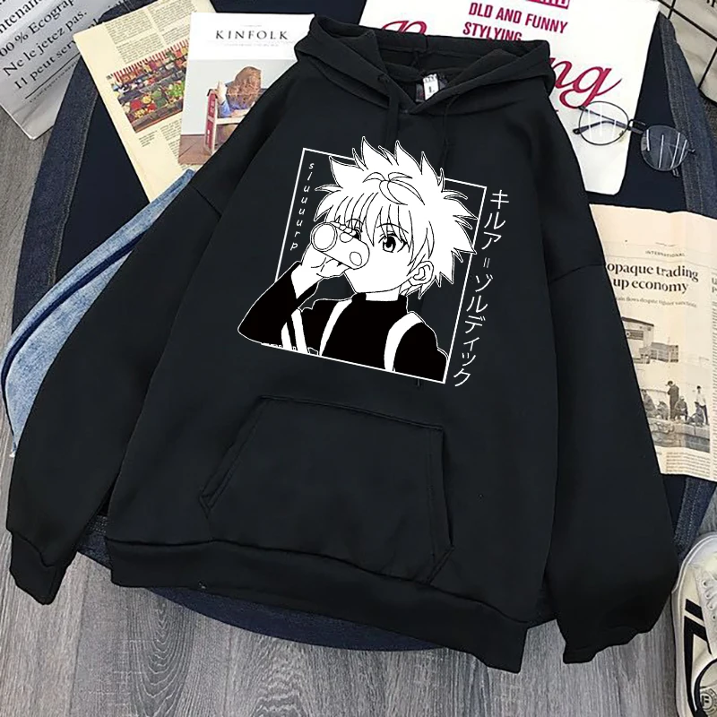 2021 Zoldyck Anime Black Sleeve Hoodies Kawaii Hunter X Hunter Men's Female Hoodies Killua  Bluzy Tops Oversized Sweatshirt