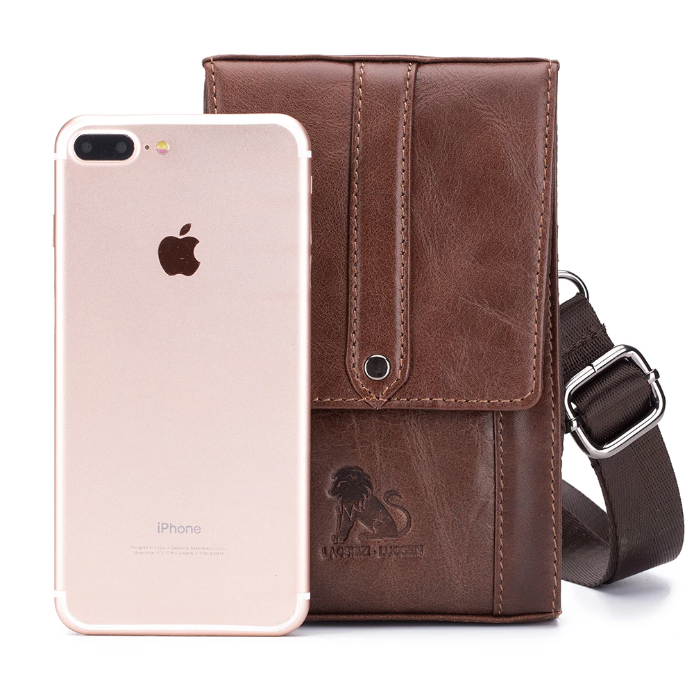 LAOSHIZI сумка для сотового телефона из воловьей кожи держатель карт поясной ремень