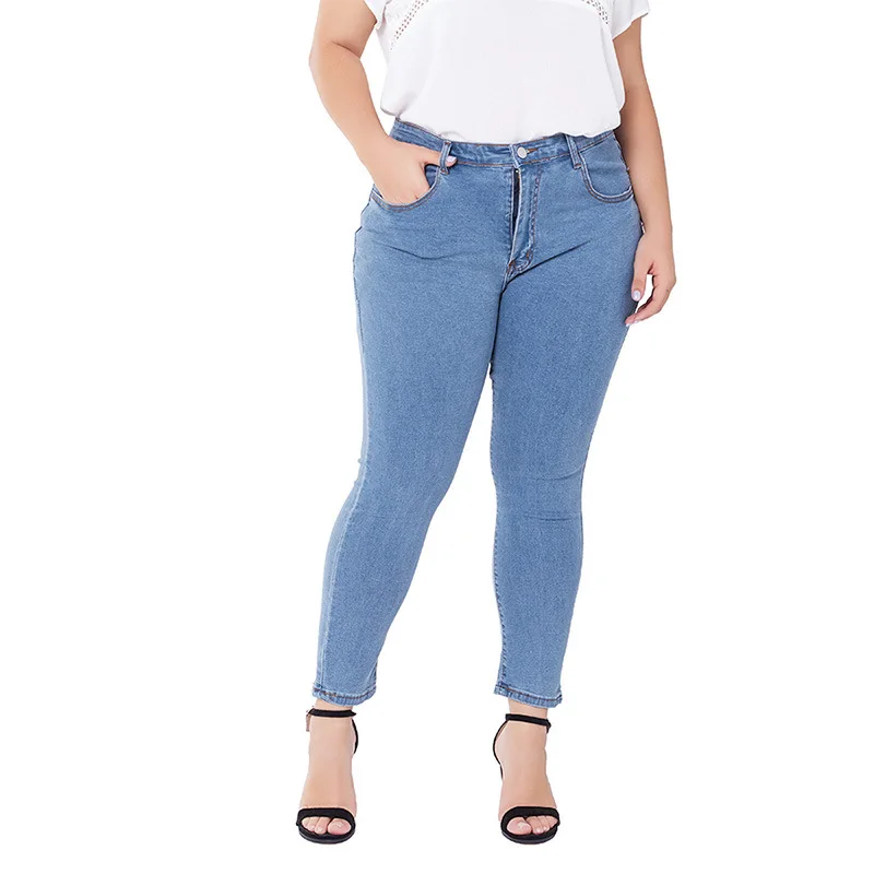 

Women's plus size European and American jeans stretch wash slim