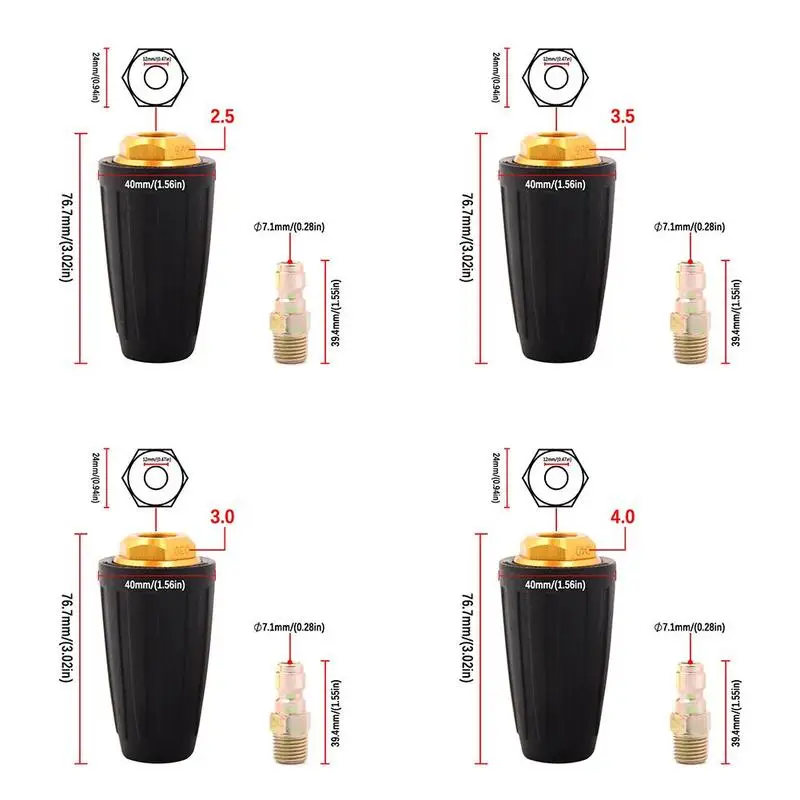 

Automotive Nozzle High Pressure 3600psi Rotating Turbine Dirt Blaster Black Connector Nozzle Color X4K1