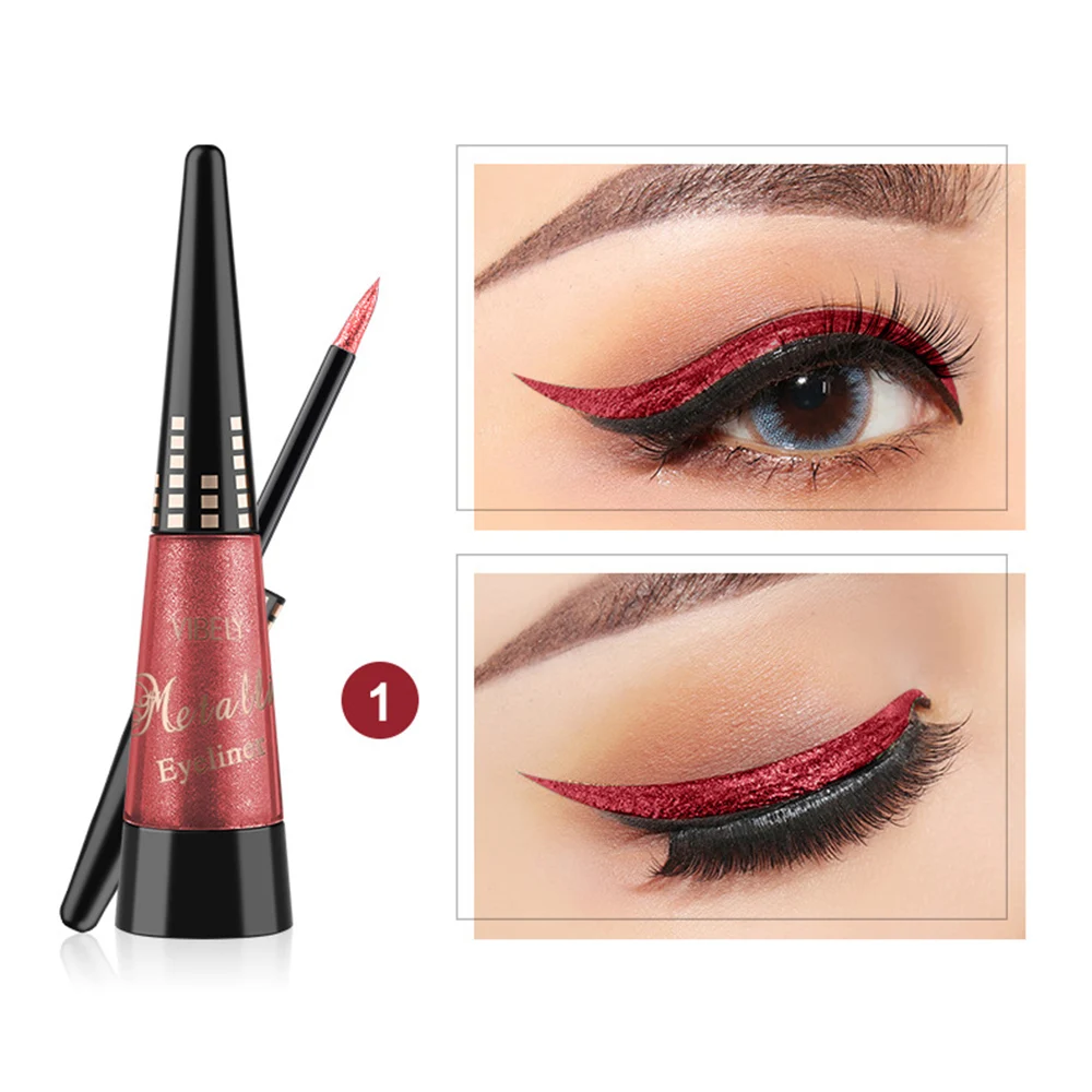 Жидкая подводка для глаз 6 цветов золотистая и красная блестящие водостойкие