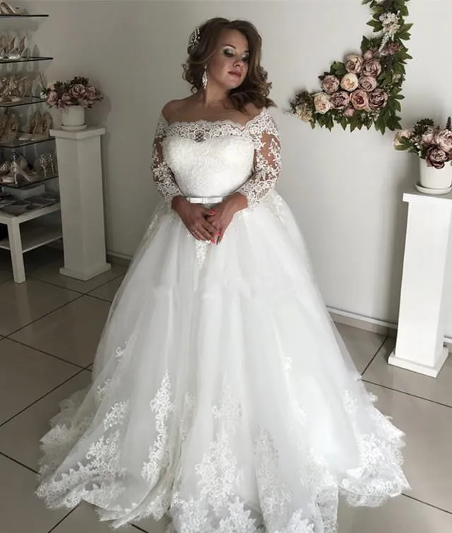 

Vintage Sexy Sheer Lace Wedding Dresses with Long Sleeve Belt Sash A Line Country Marriage Bridal Gown Cut-out Sweep Train