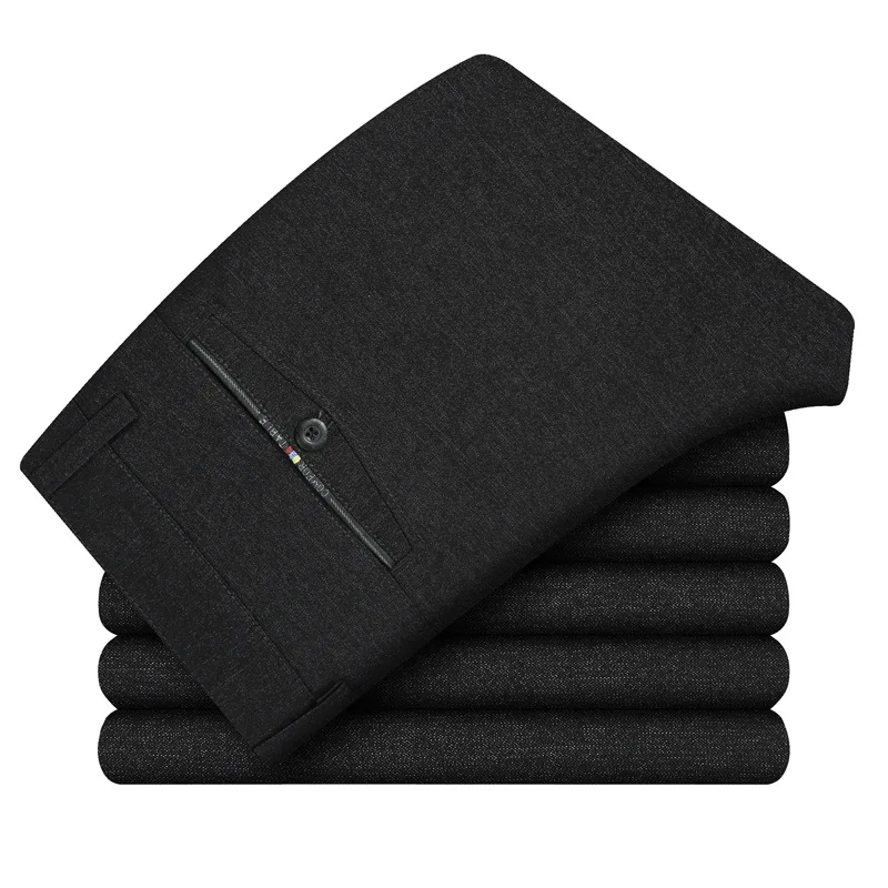 

New Men Loose Dress Cotton Pants Spring Summer Suit Thick Pants Classic Straight Formal Mens Business Trousers Size 28-40
