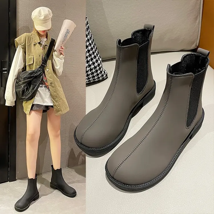 

Женские кожаные ботильоны с круглым носком, на квадратном каблуке