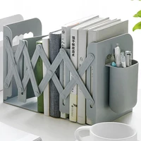 adjustable bookshelf with pen holder home office desktop organizer shelves storage rack book support stand retractable bookends