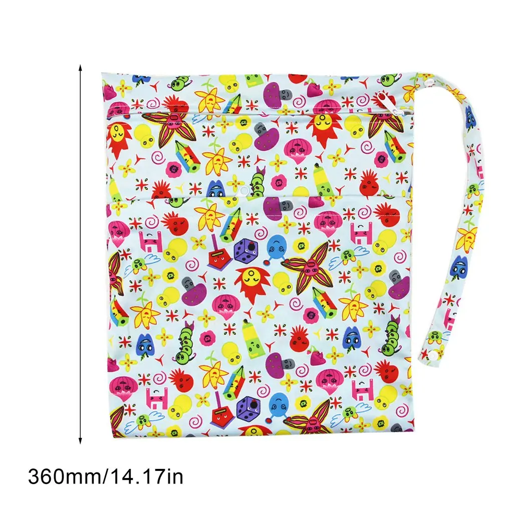 

1 Piece Double Zipper Design Baby Double Zipper Printing Waterproof Diaper Bag Storage Bag Random Color