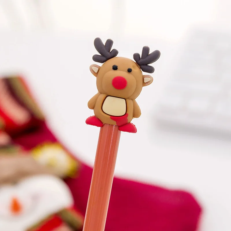

4pcs cute santa claus elk gel pen signature pen school student stationery office supplies student creative christmas gift