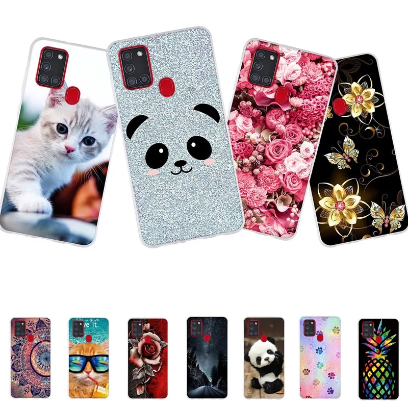 

For Samsung Galaxy A21s SM-A217F Cover TPU Silicone Capa For Samsung Galaxy A21s A217F Case Flowers Coque For Samsung A21s Bag