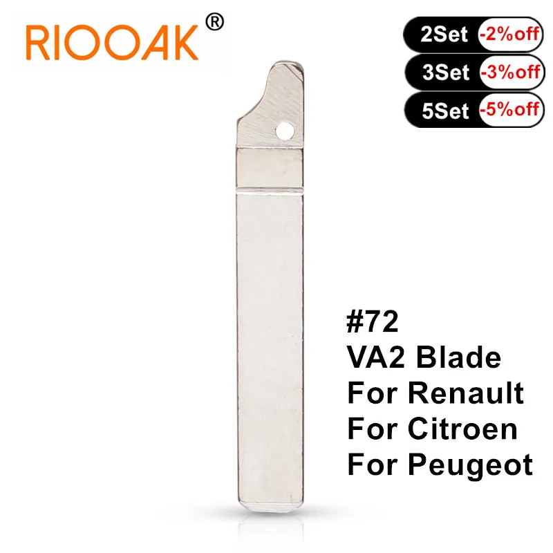 

10pcs Replacement Car Flip Remote #72 VA2 Key Blade For Renault Citroen Triumph Peugeot Folding Key Blank Without Groove