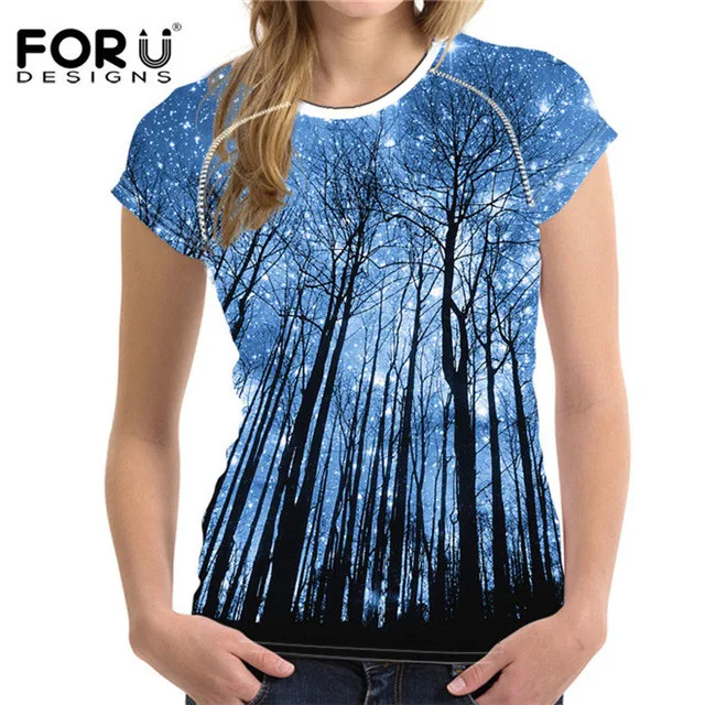 FORUDESIGNS/летние модные женские футболки, топы с 3D цветочным принтом, женская футболка, женская футболка, Vetement для дам, высокое качество - Цвет: MQ0055BV
