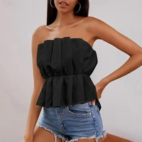 women sexy corset solid pleated tank top lady girl streetwear backless sleeveless slim party camisole 2021 fashion elastic tops