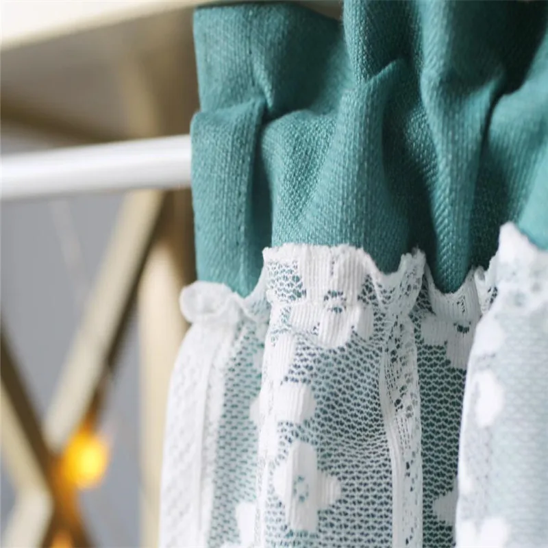 Бесплатная доставка пасторальная льняная полукружевная занавеска для кофе и чая