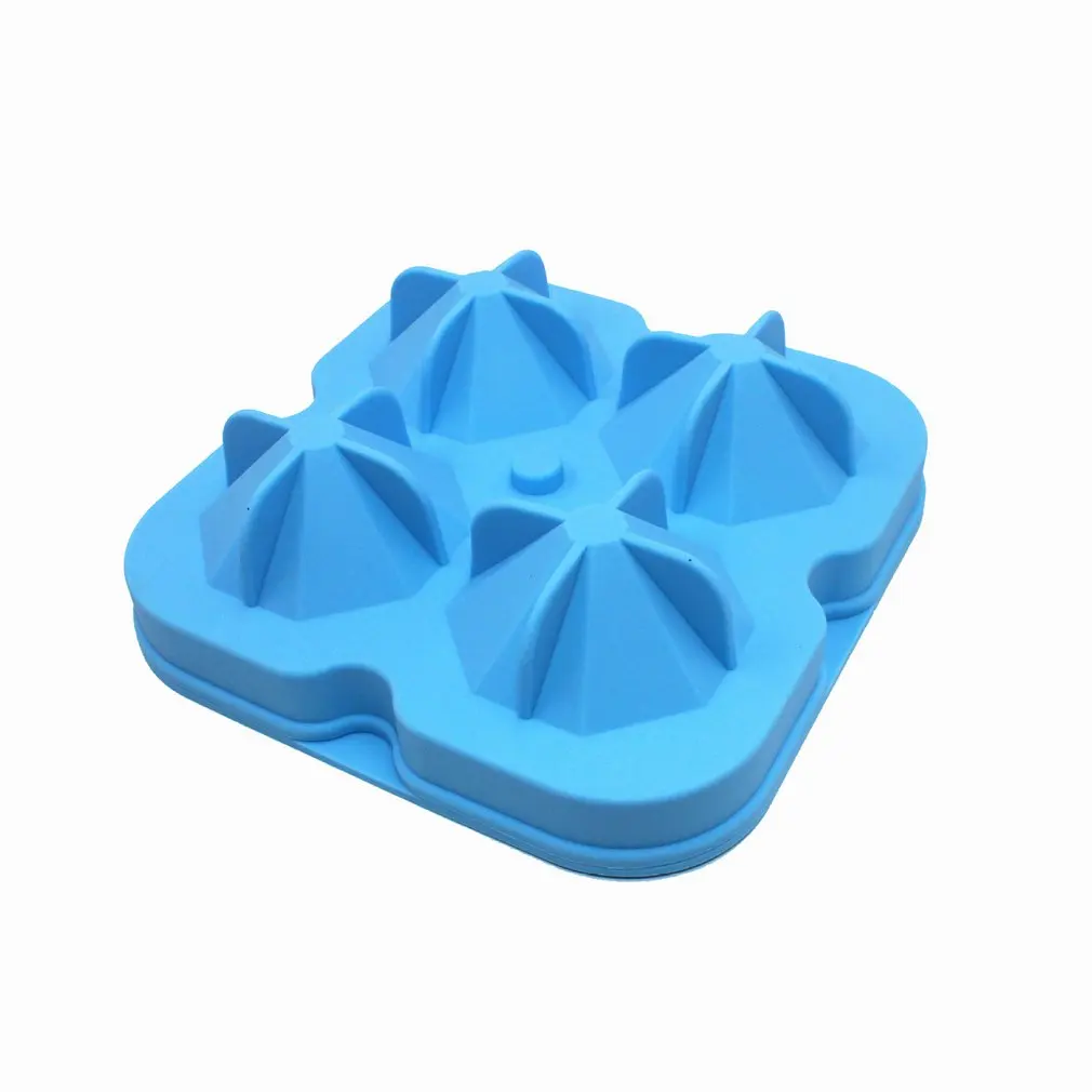 

4 Grid Diamond Ice Cube Tray Reusable Ice Cubes Maker Silicone Ice Cream Molds Form Chocolate Mold Whiskey Party Bar Tools