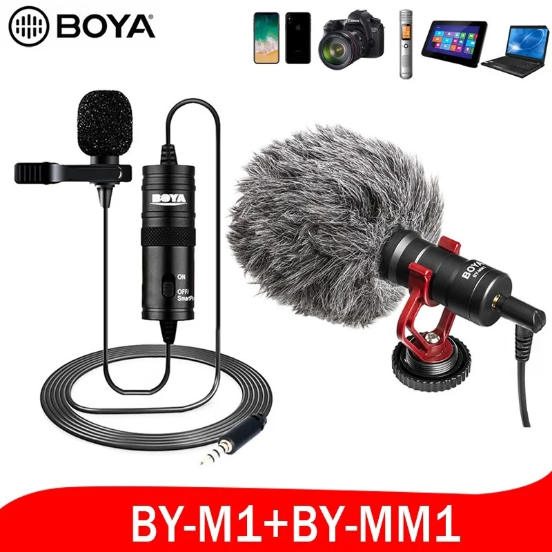 

BOYA MM1 M1 Studio Mic Lavalier Mini Microphone for iPhone Canon Nikon Sony DSLR Camera PC Phone Vlog Video Gaming Living