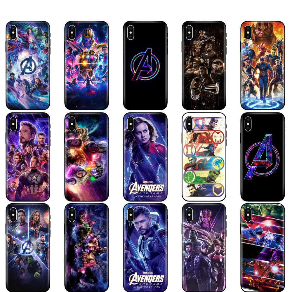 Черный ТПУ чехол для iphone 5 5s se 6 6s 7 8 plus x 10 силиконовый XR XS MAX Мстители Endgame комиксы