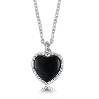 zemior 100 925 sterling silver black heart pendant necklaces vintage long chain link necklace for women statement jewelry