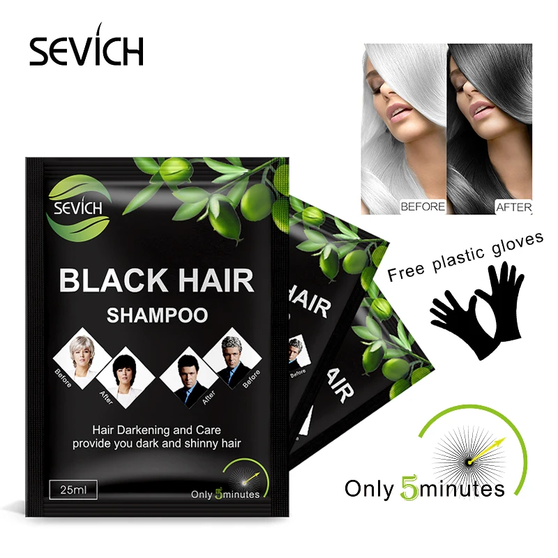 

Sevich 5pcs/lot Natural Organic Black Hair Shampoo 5 color Hair Dye Cream Gel Make Grey and White Cover-Up Darkening and Shiny