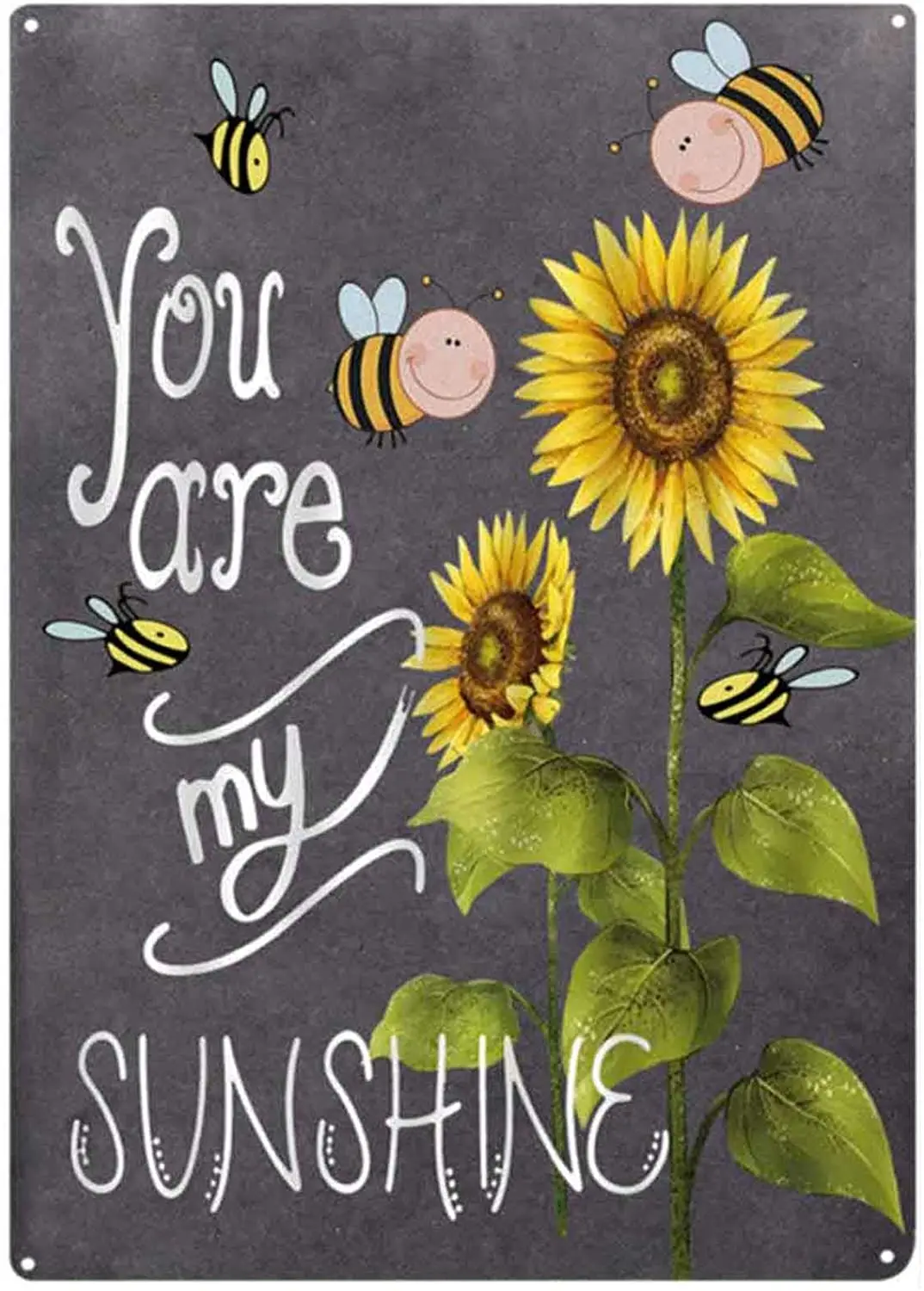 

You Are My Sunshine Novelty Bee Retro Vintage Metal Tin Sign Sunflower Farmhouse Bathroom Decor Garden Decoration 8X12 Inches