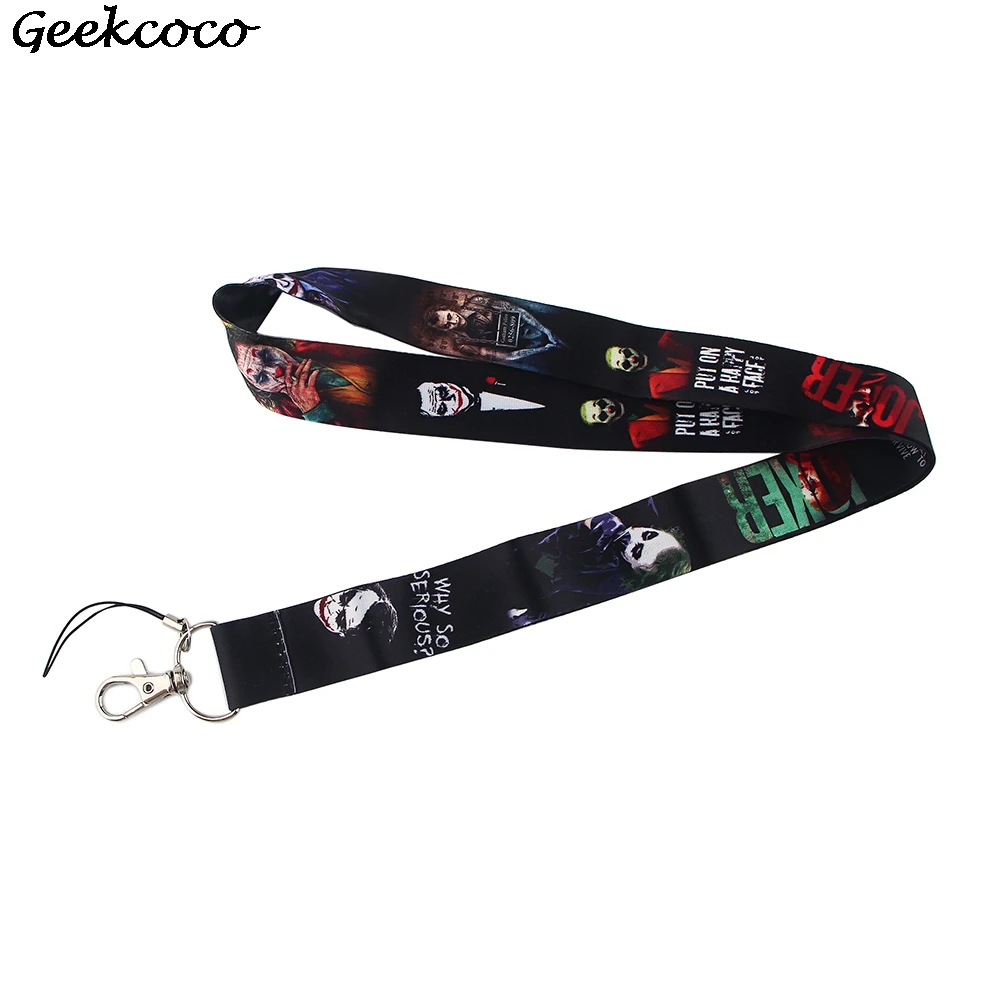 

20pcs/lot J2182 Horror Clown Card Holders Case Phone Key Badge Camera USB Holders Neck Rope Lanyard with Keyring