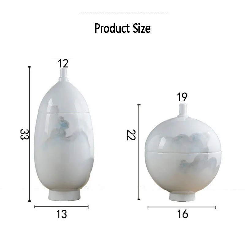 

Chinese Home Decor Ceramics Vases Landscape Painting Vase Desk Adornment White Flower Pot Dried Flower Adornment Home Decoration