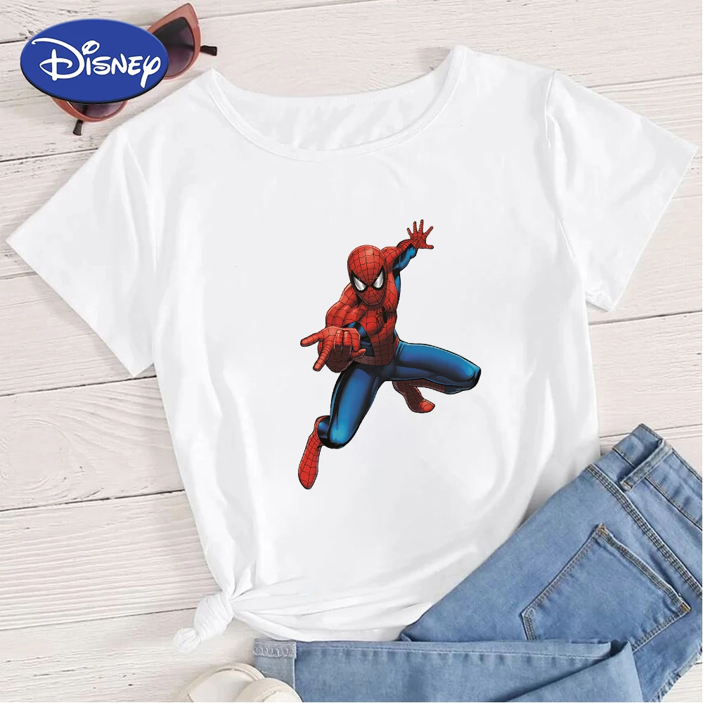 

Disney Marvel Women Tshirt Peter Parker Printed Y2k Fashion Tops Ropa Mujer Summer O-neck Oversized T-shirt â€‹High Street Edg