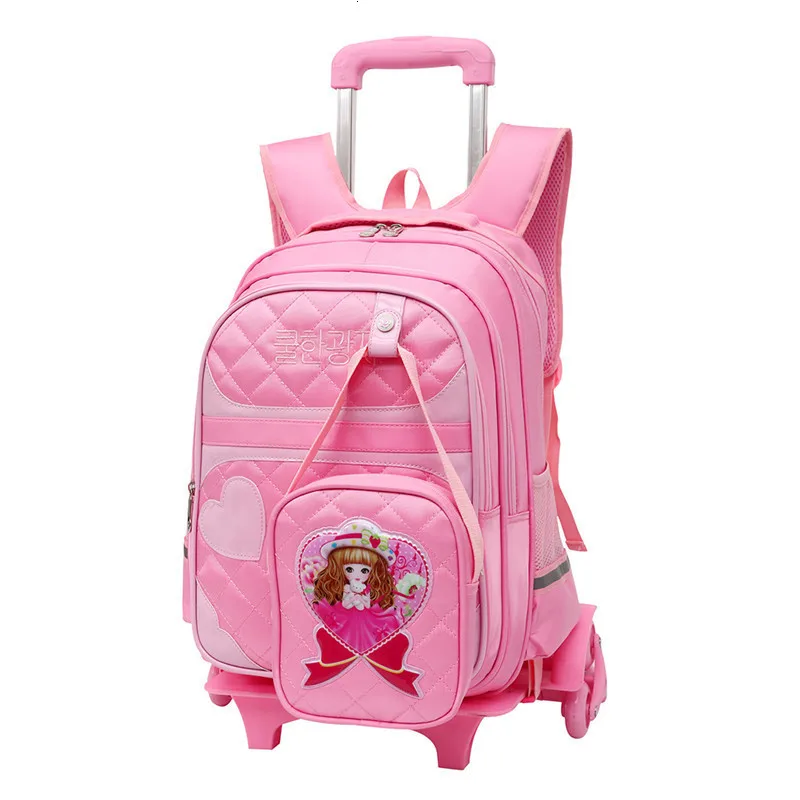 Комплект из 2 предметов школьные рюкзаки с рисунками мультфильмов 6 колесиков