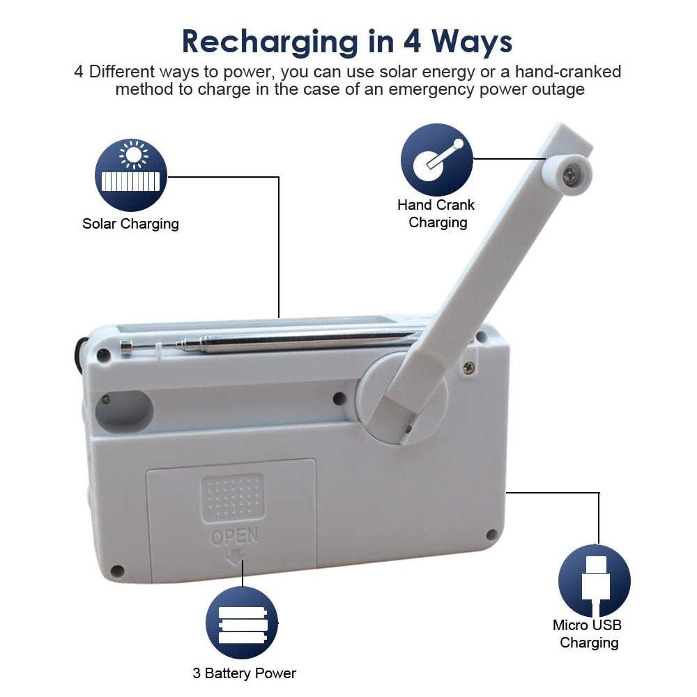 Многофункциональное радио на солнечной батарее AM FM портативный внешний